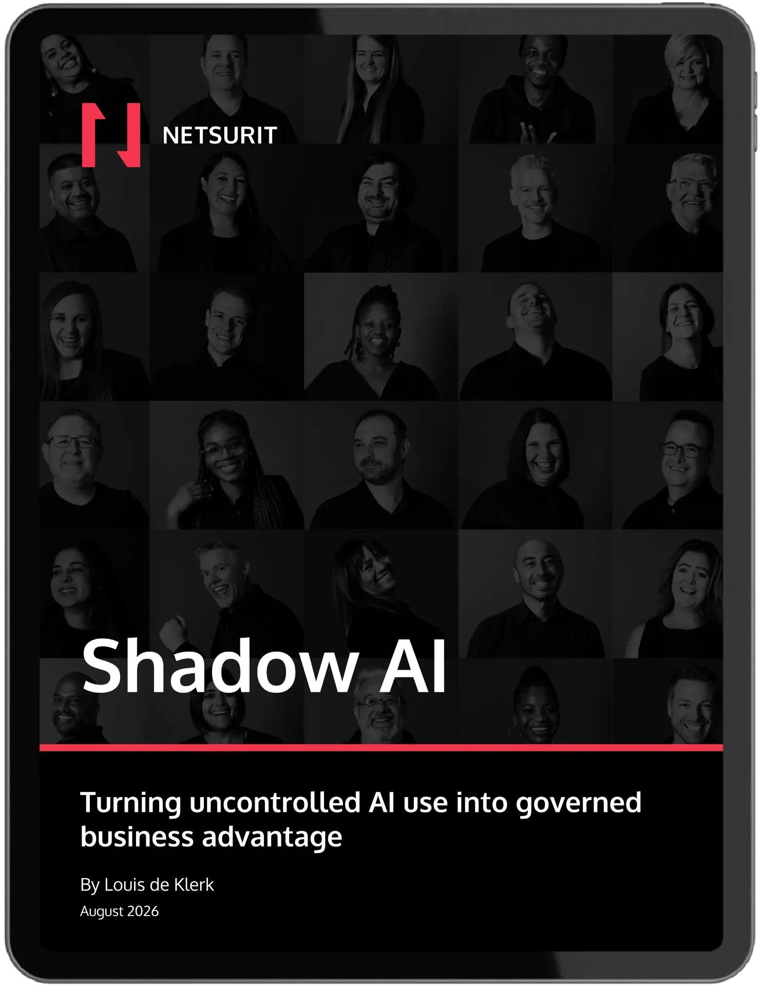 Shadow AI Governance whitepaper preview shown on an iPad